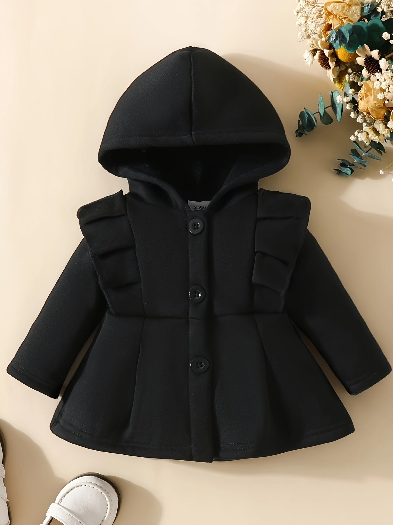 Baby Girl Cozy Ruffled Hooded Coat - Autumn & Winter