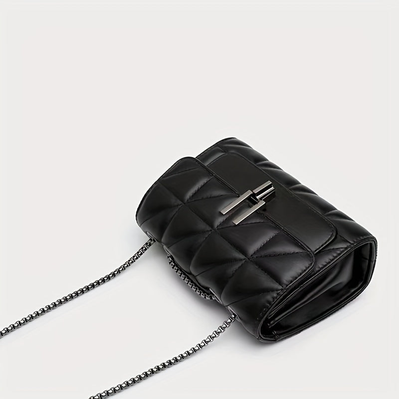 Elegant Quilted Shoulder Bag for Women - Luxury PU Crossbody Purse with Chain Strap