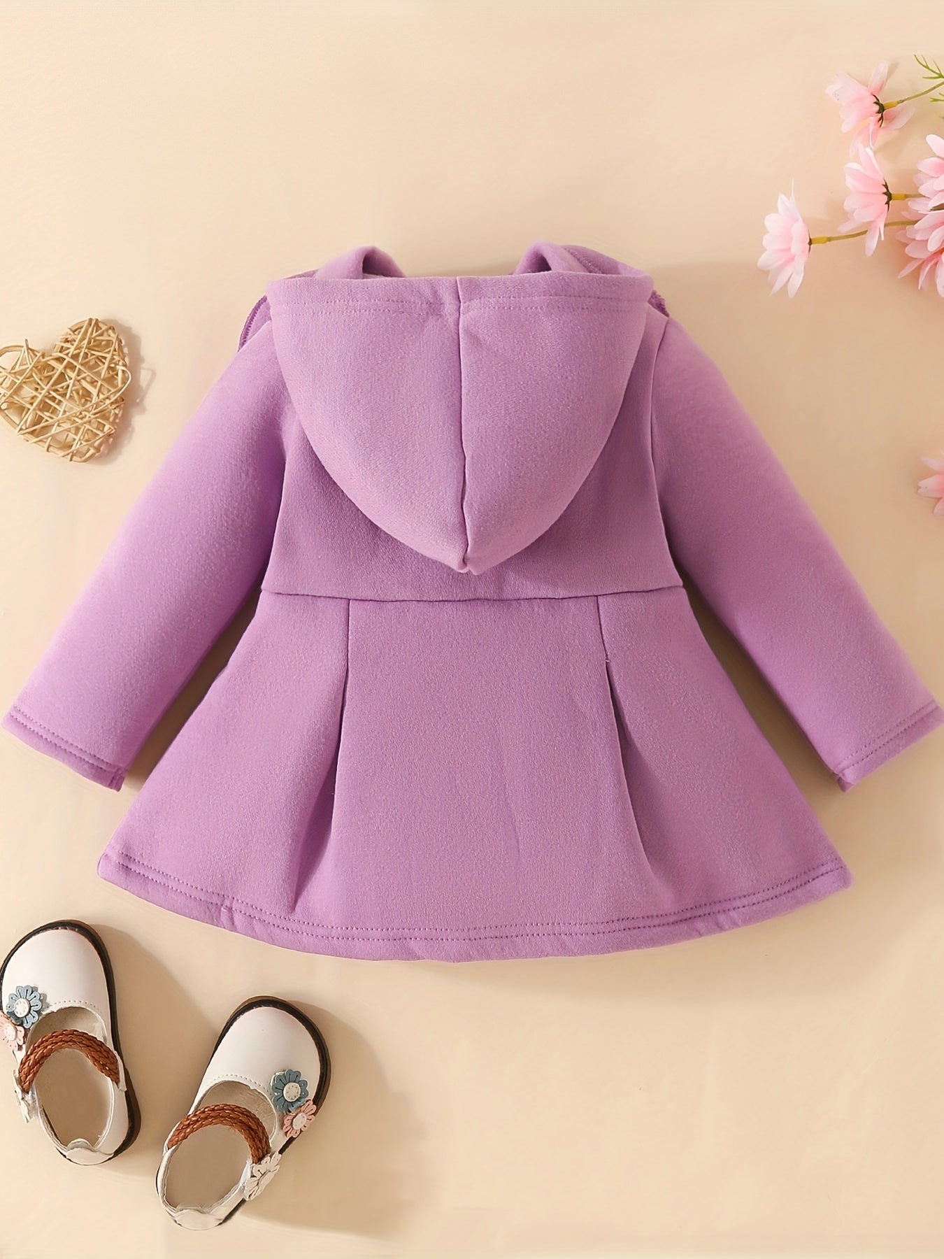 Baby Girl Cozy Ruffled Hooded Coat - Autumn & Winter