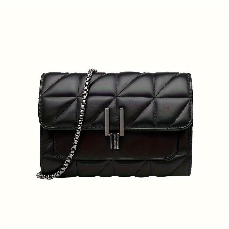 Elegant Quilted Shoulder Bag for Women - Luxury PU Crossbody Purse with Chain Strap