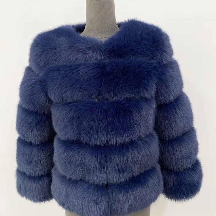 Elegant Faux Fur Mink Coat – Fluffy Black Jacket, Warm & Stylish