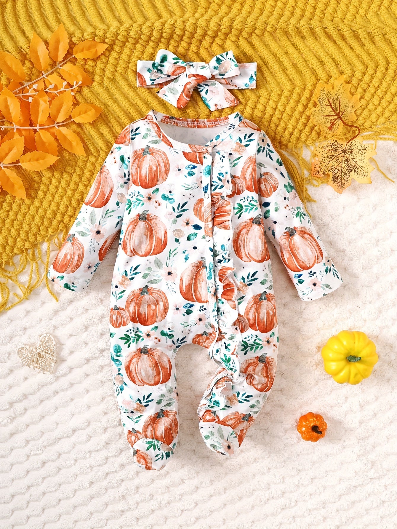 Infant Floral Long Sleeve Romper - Cute Outdoor Outfit