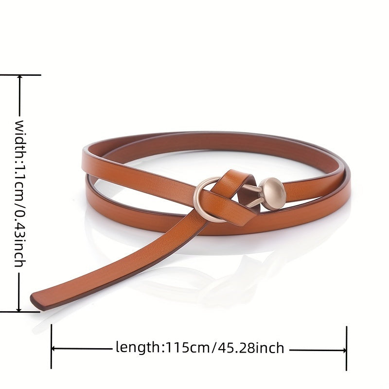 Trendy Solid Color Knotted Belt - Classic PU Leather Skinny Thin Belt for Women