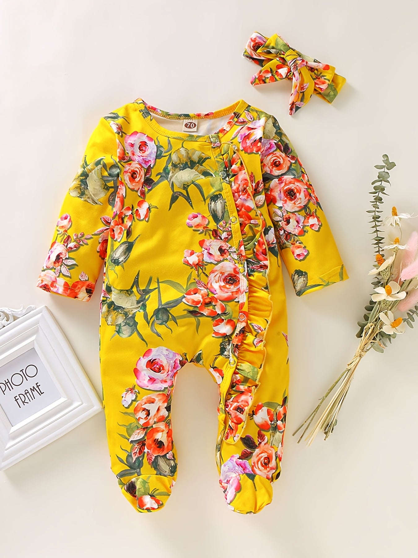 Infant Floral Long Sleeve Romper - Cute Outdoor Outfit