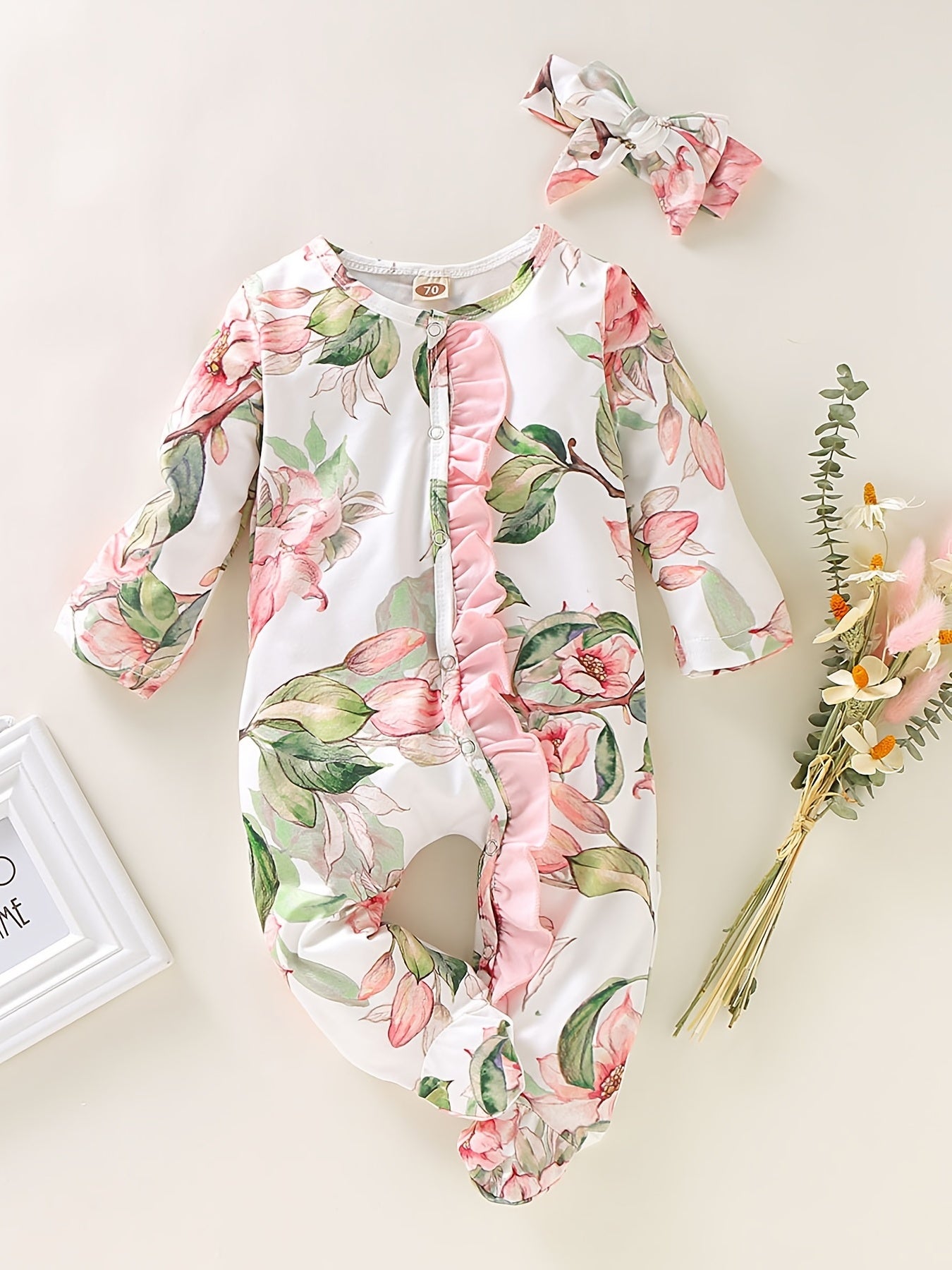 Infant Floral Long Sleeve Romper - Cute Outdoor Outfit