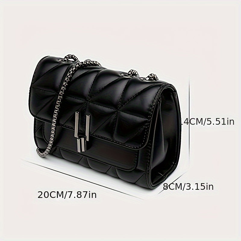 Elegant Quilted Shoulder Bag for Women - Luxury PU Crossbody Purse with Chain Strap