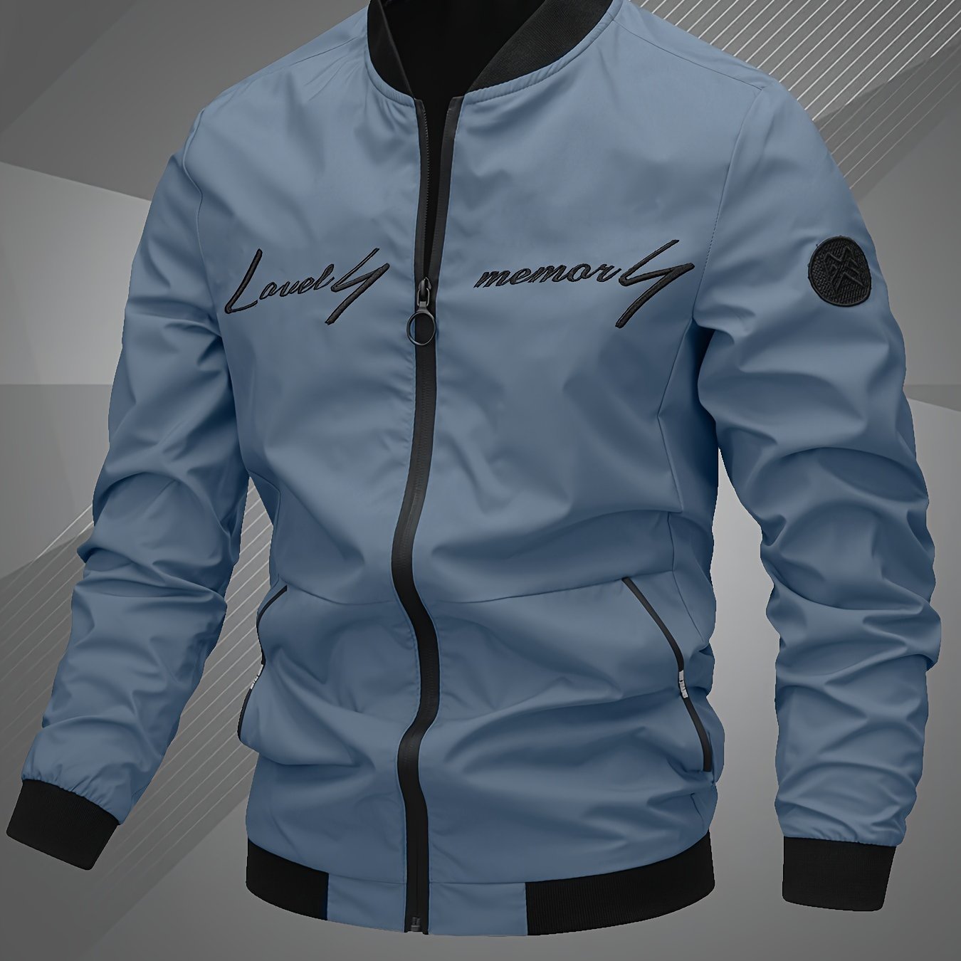 Men's Letter Embroidered Bomber Jacket - Casual & Trendy Bestseller