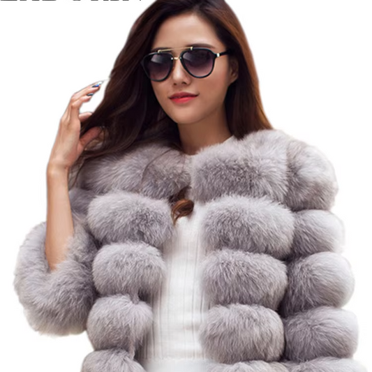 Elegant Faux Fur Mink Coat – Fluffy Black Jacket, Warm & Stylish