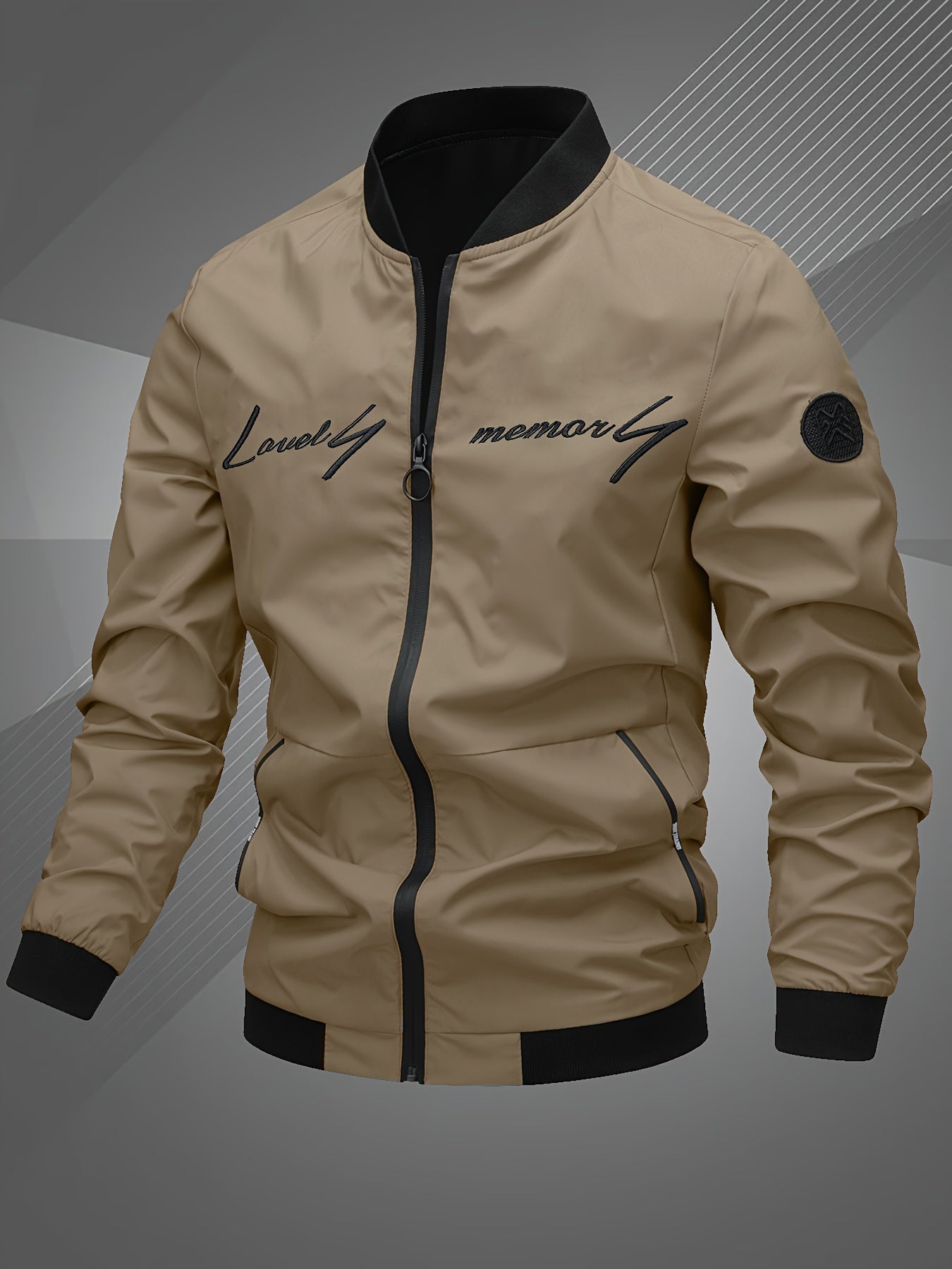 Men's Letter Embroidered Bomber Jacket - Casual & Trendy Bestseller