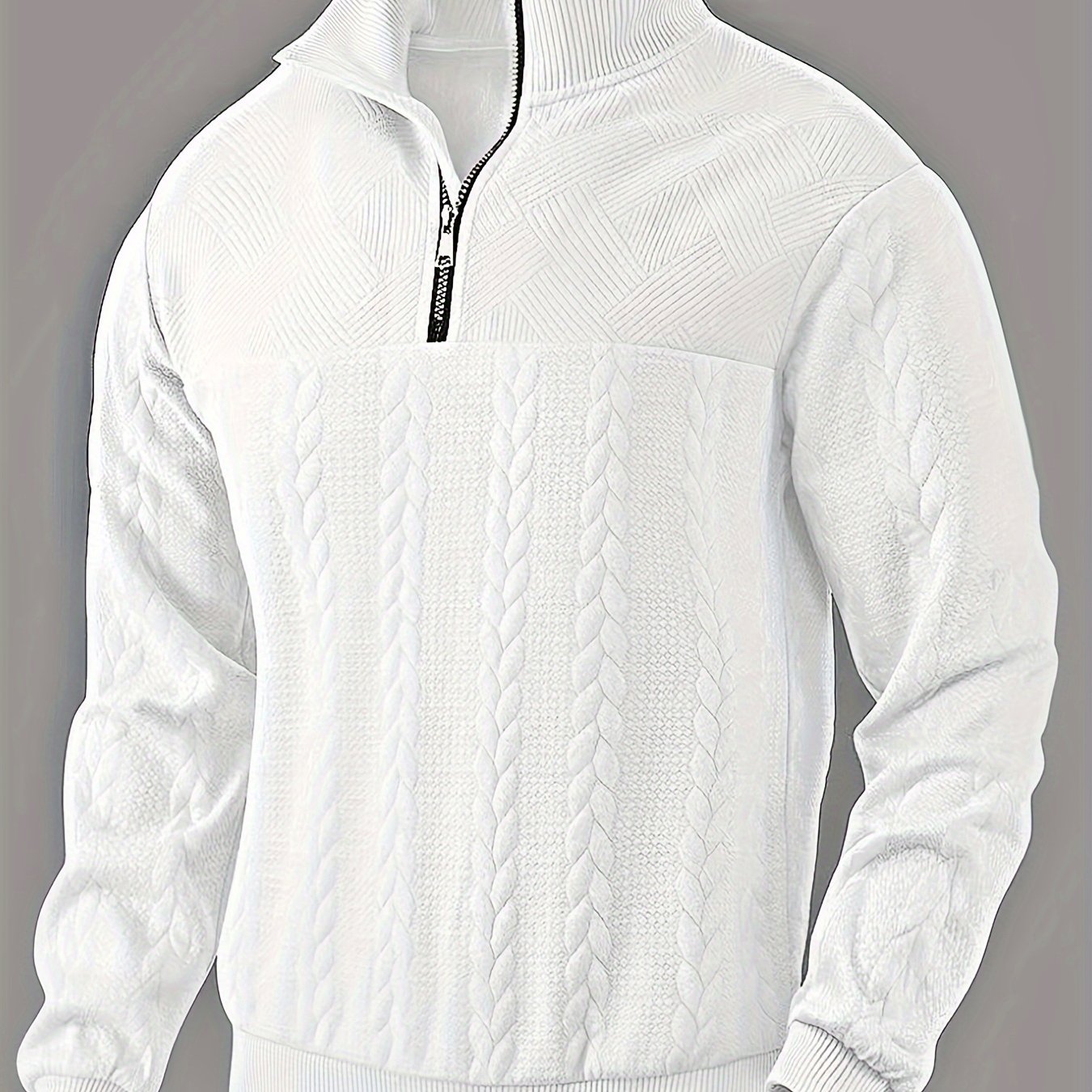 Men's Striped Zip-Up Collared Sweatshirt