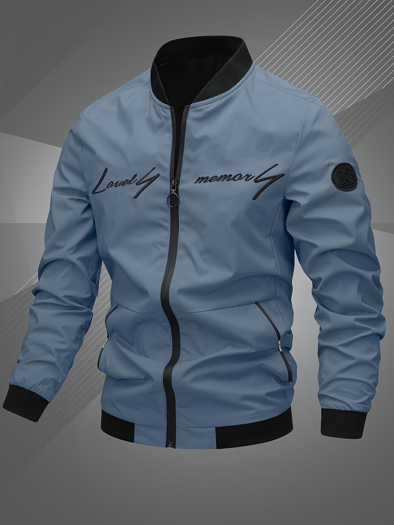 Men's Letter Embroidered Bomber Jacket - Casual & Trendy Bestseller