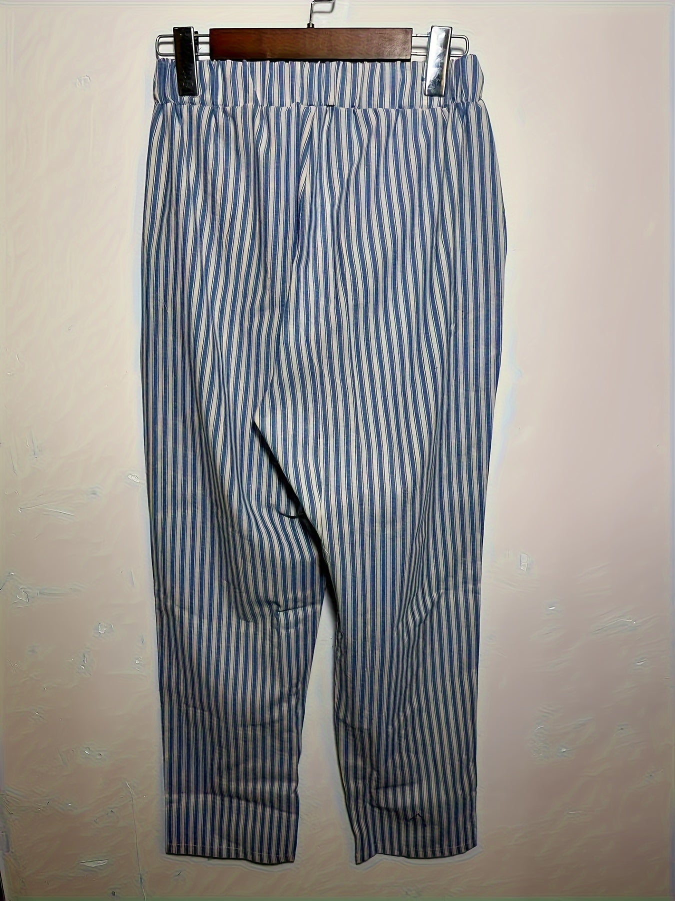 Striped Drawstring Pants with Slant Pockets - Casual Spring & Summer Wear for Women