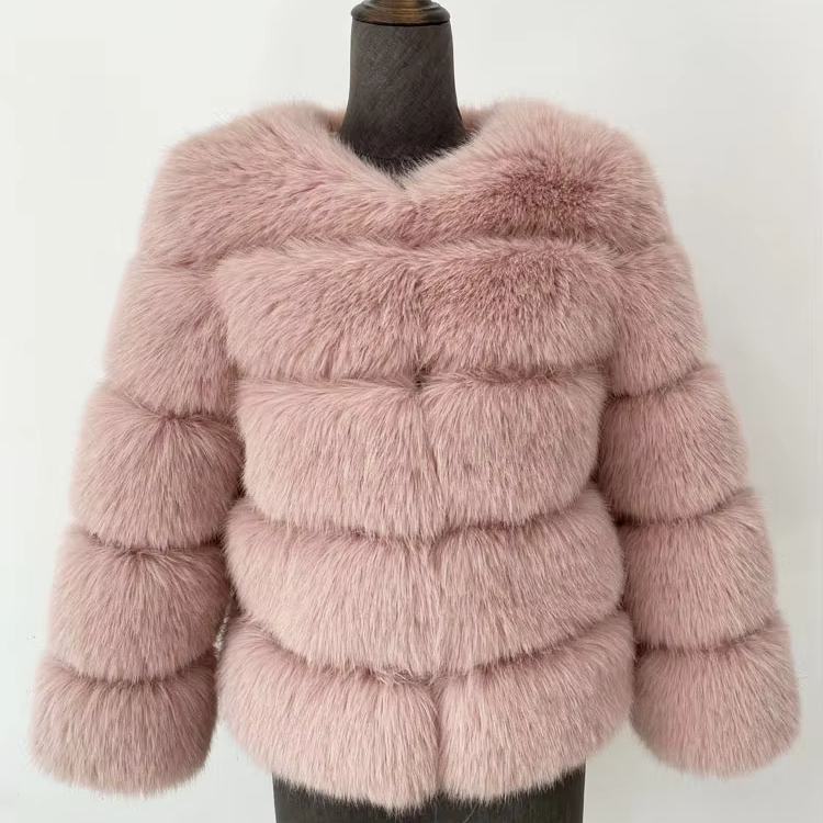 Elegant Faux Fur Mink Coat – Fluffy Black Jacket, Warm & Stylish