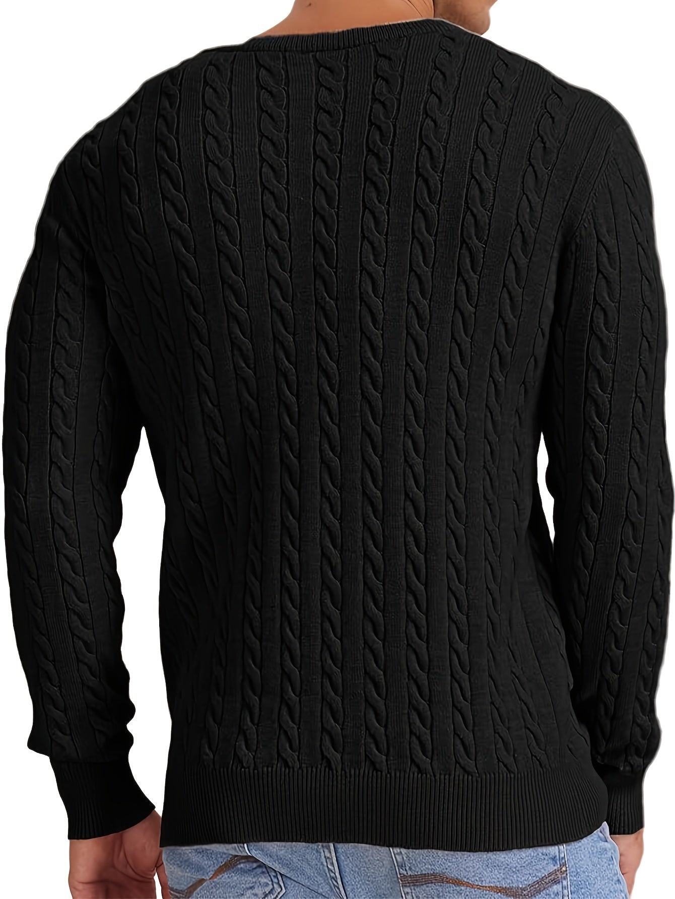 Men's Viscose Crew Neck Cable Knit Sweater