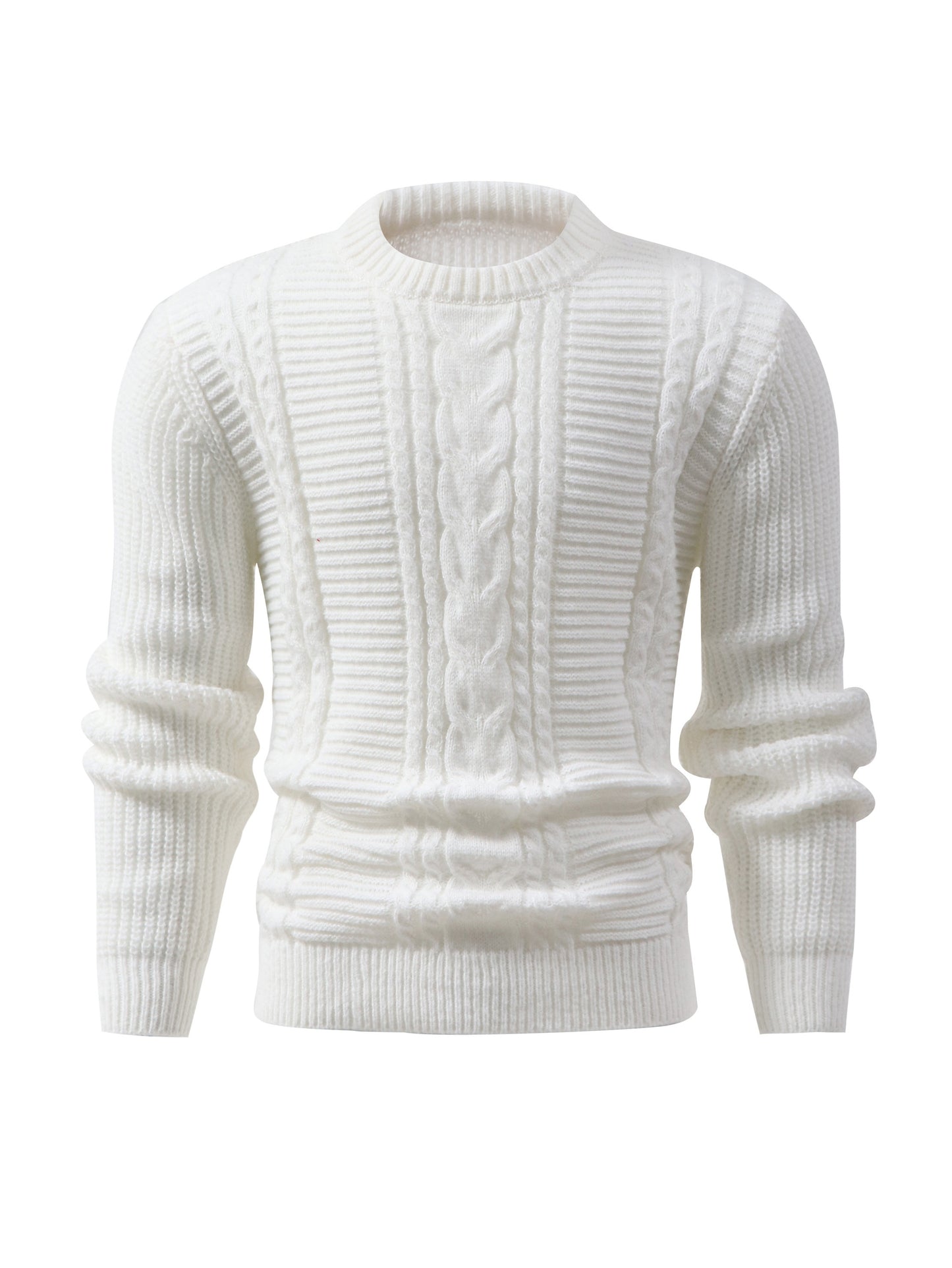 High Stretch Solid Color Cable Knit Sweater