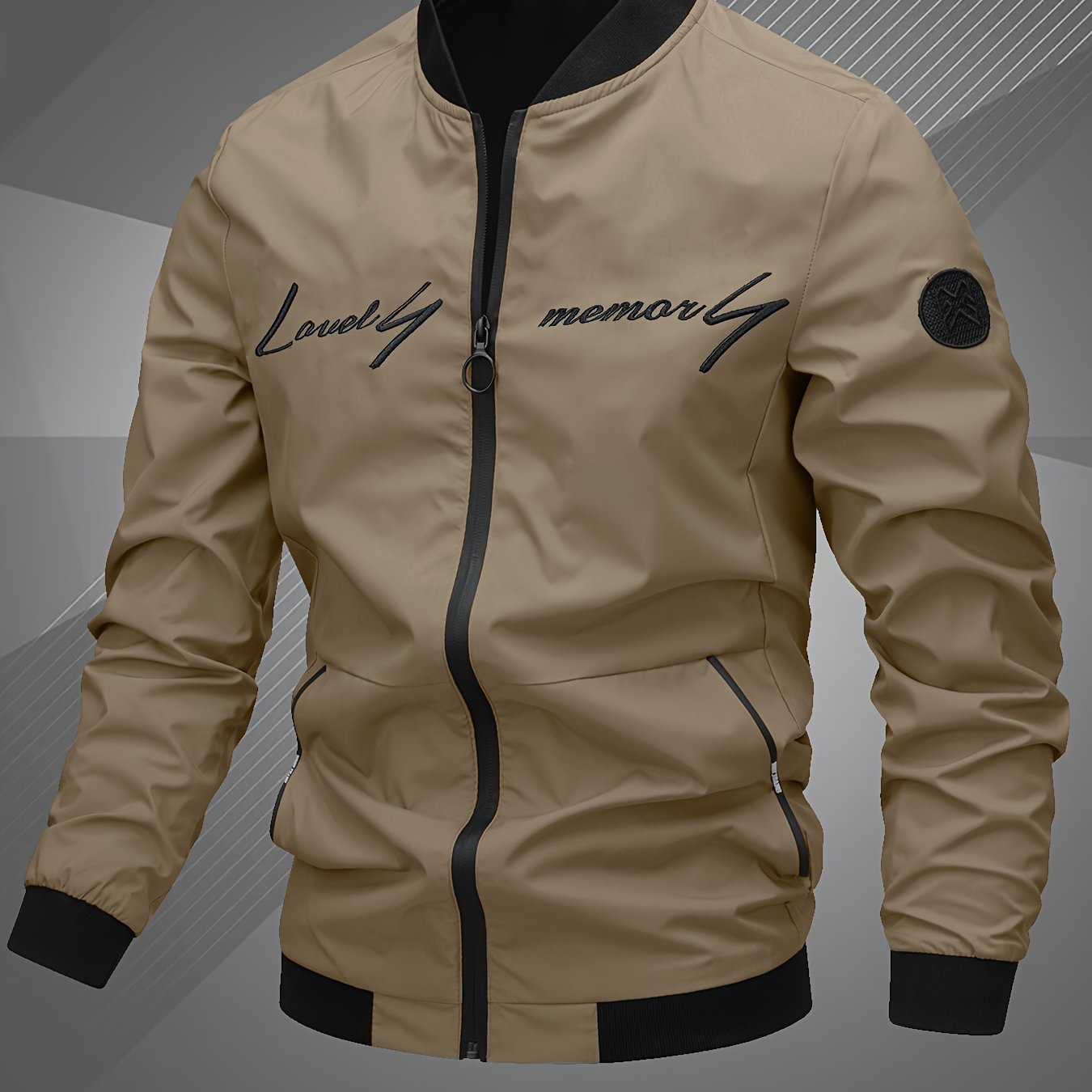 Men's Letter Embroidered Bomber Jacket - Casual & Trendy Bestseller