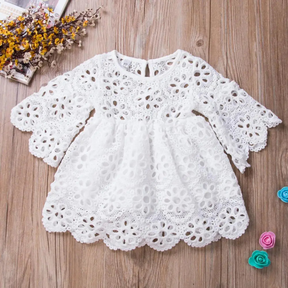 White Floral Lace Matching Dresses - Mother & Daughter Party Collection