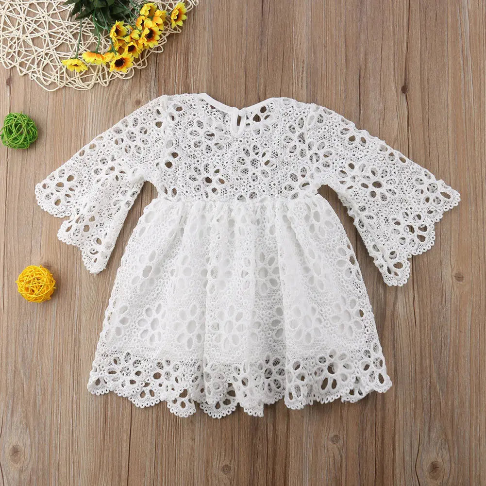 White Floral Lace Matching Dresses - Mother & Daughter Party Collection