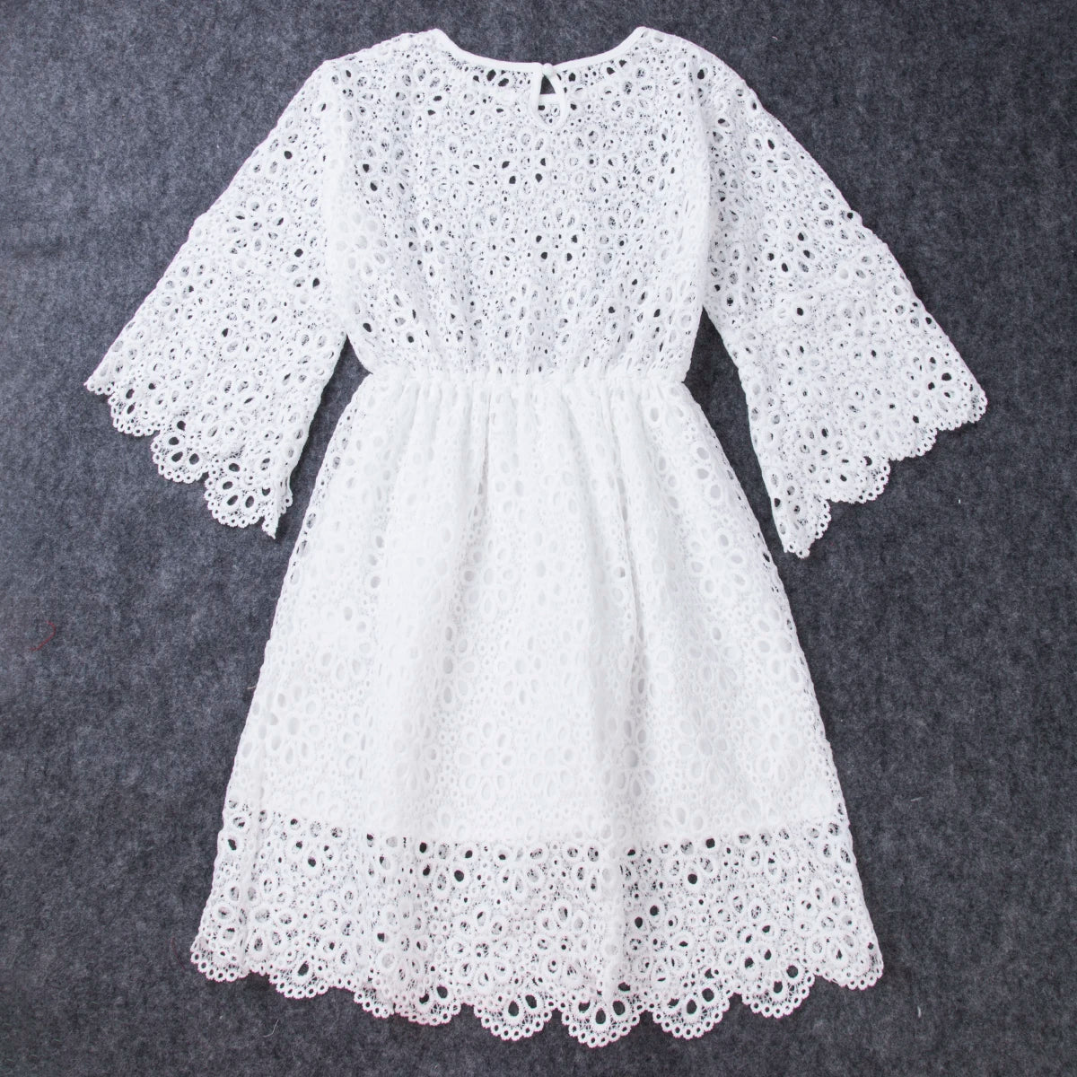 White Floral Lace Matching Dresses - Mother & Daughter Party Collection