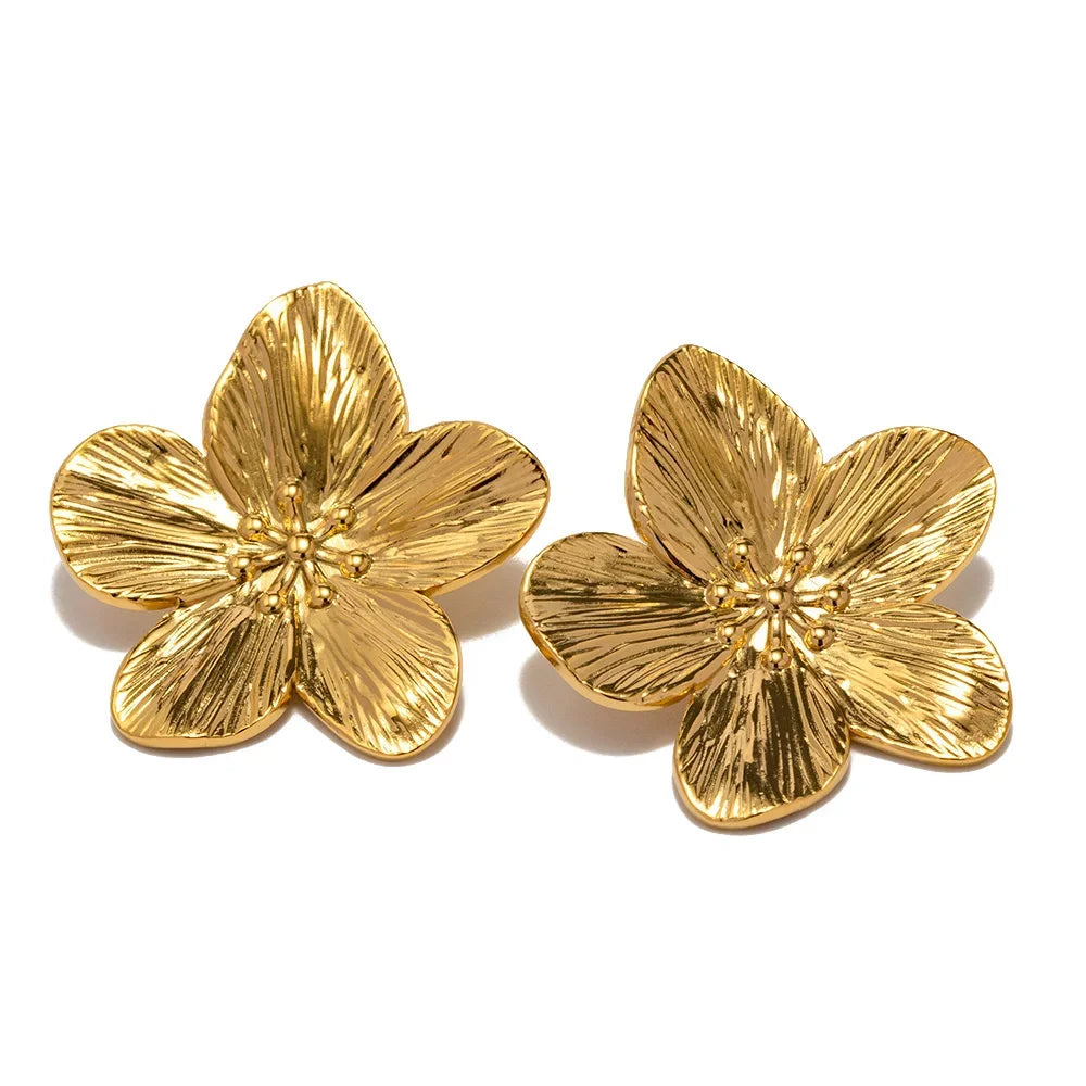 French Vintage Flower Stud Earrings – Trendy Gold Party Jewelry