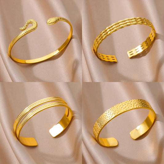 Gold Snake Bangle - Stainless Steel Luxury Bracelet