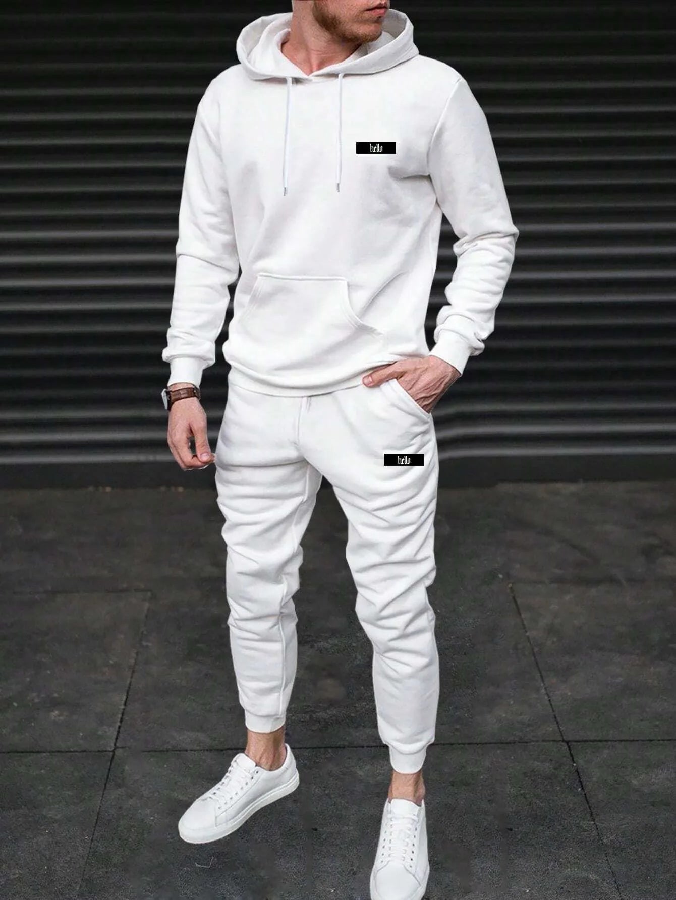 Autumn Winter Unisex Two-Piece Tracksuit - Hooded Pullover & Drawstring Pants