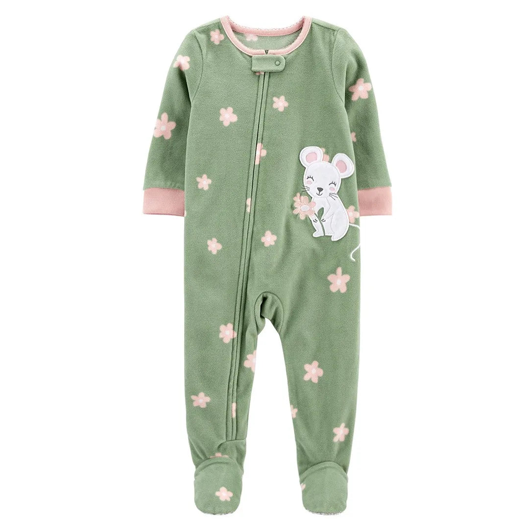 Newborn Fleece Romper Pajamas - Warm Cartoon Jumpsuit