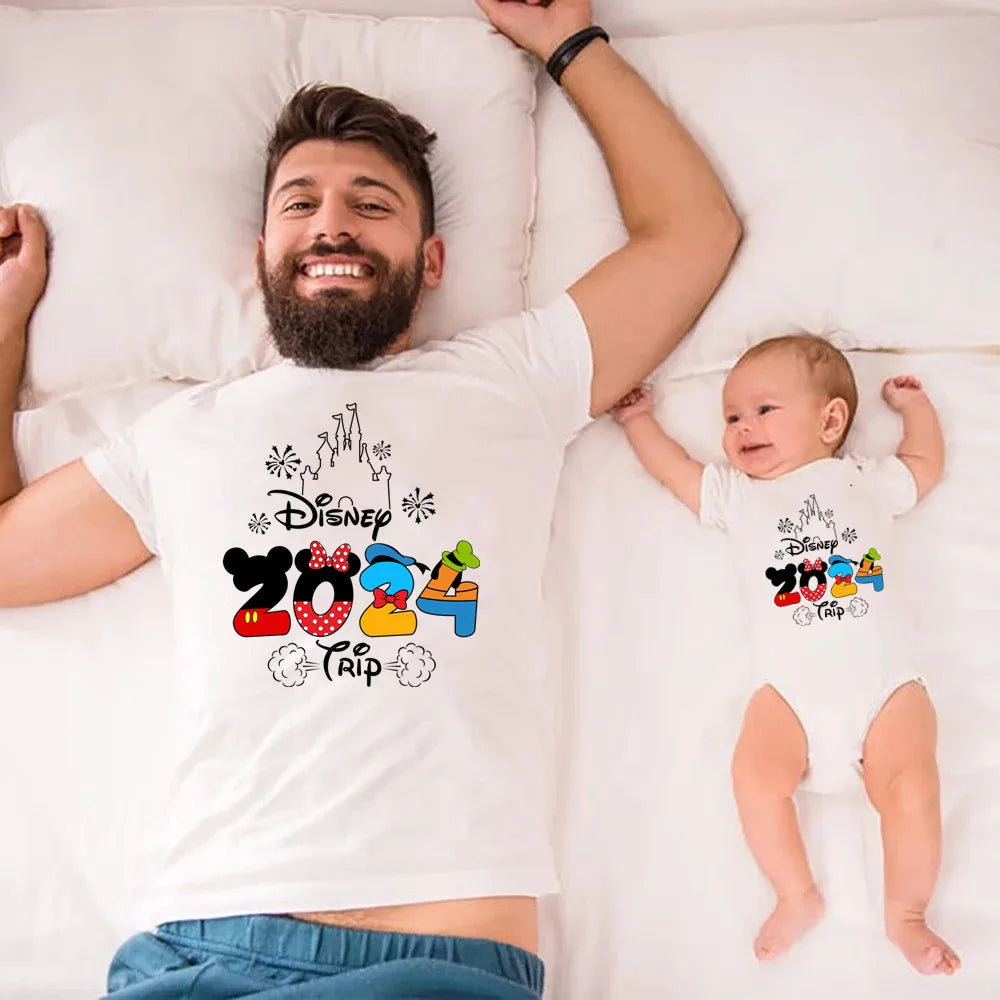 2024 Disney Trip Family Matching Shirts - Mickey & Minnie Mouse Designs