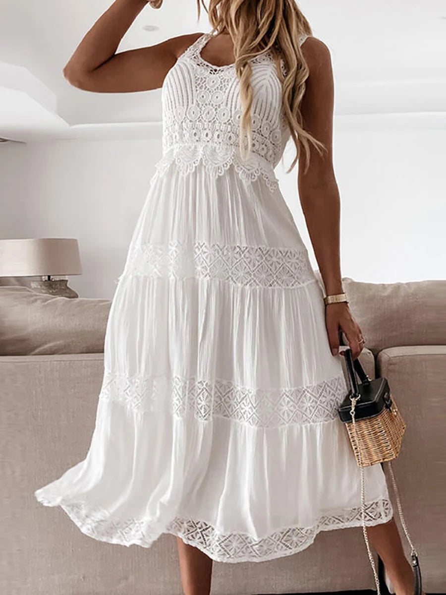 White Boho Chic Maxi Dress