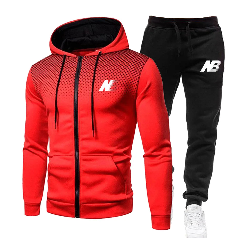 Men'S Sports Suits Fashion Zipper Jackets Pants Sets Spring Autumn Fleece Hoodies Sweatpants Outdoor Fitness Workout Sportswear