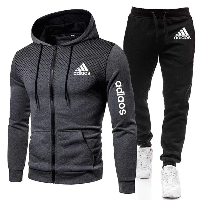 Men's Fitness Sportswear Set - Zippered Hoodie & Running Suit