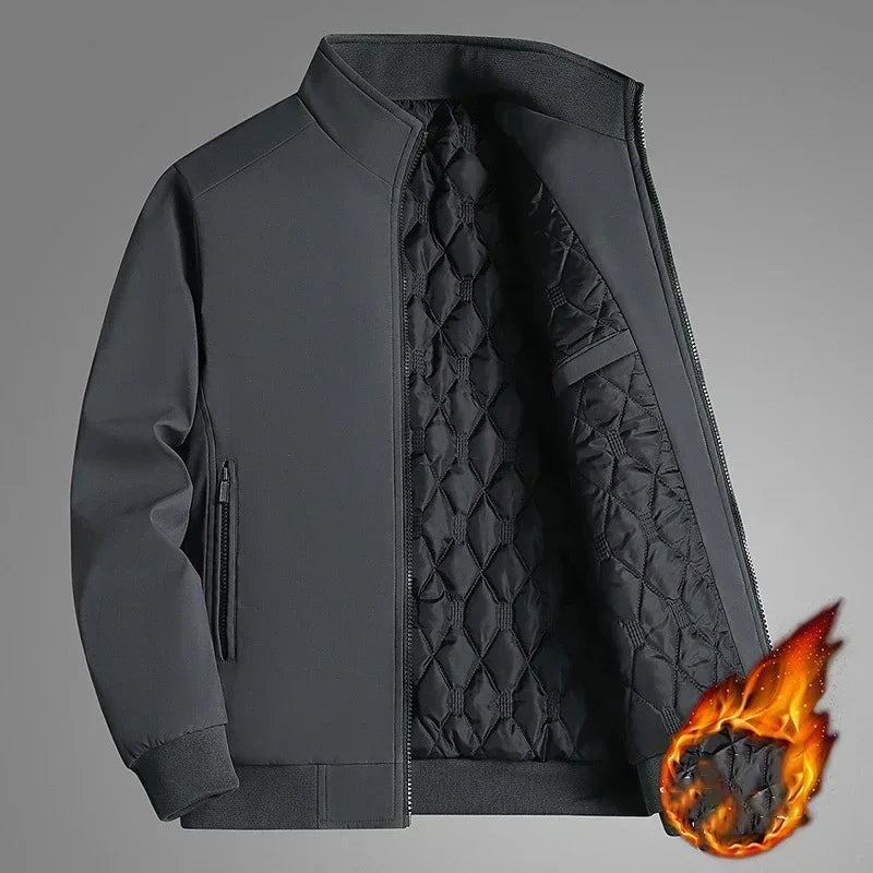 BROWON Plus Size 8xl Jacket for Men 2024 Thick Stand Collar Solid Winter Jacket Men Waterproof Warm Business Casual Men Coats