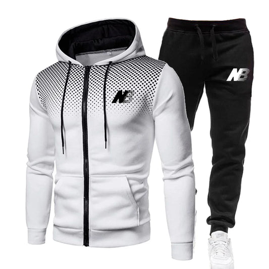 Men'S Sports Suits Fashion Zipper Jackets Pants Sets Spring Autumn Fleece Hoodies Sweatpants Outdoor Fitness Workout Sportswear