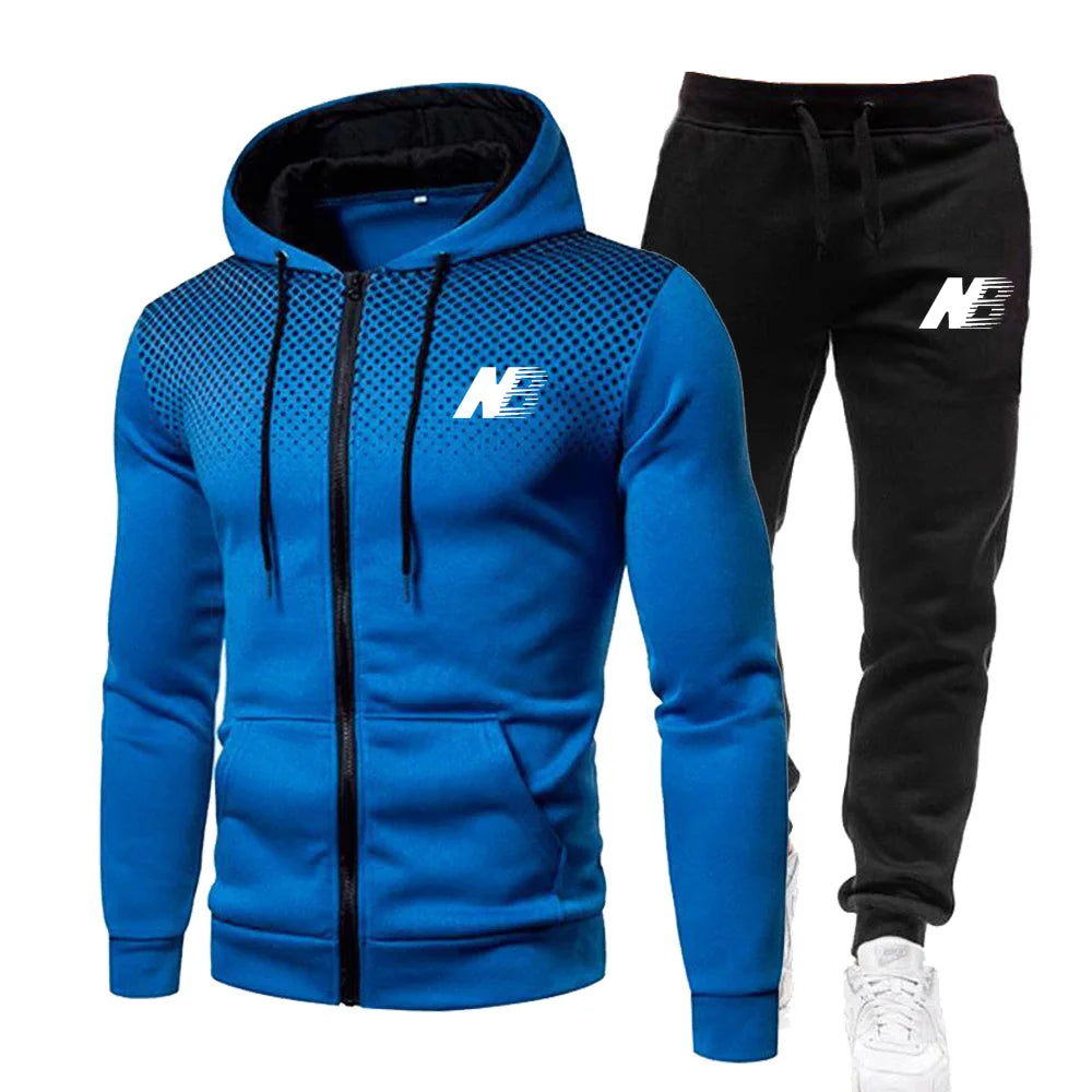 Men'S Sports Suits Fashion Zipper Jackets Pants Sets Spring Autumn Fleece Hoodies Sweatpants Outdoor Fitness Workout Sportswear