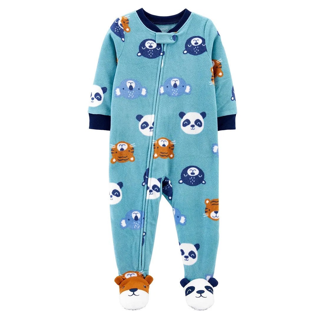 Newborn Fleece Romper Pajamas - Warm Cartoon Jumpsuit