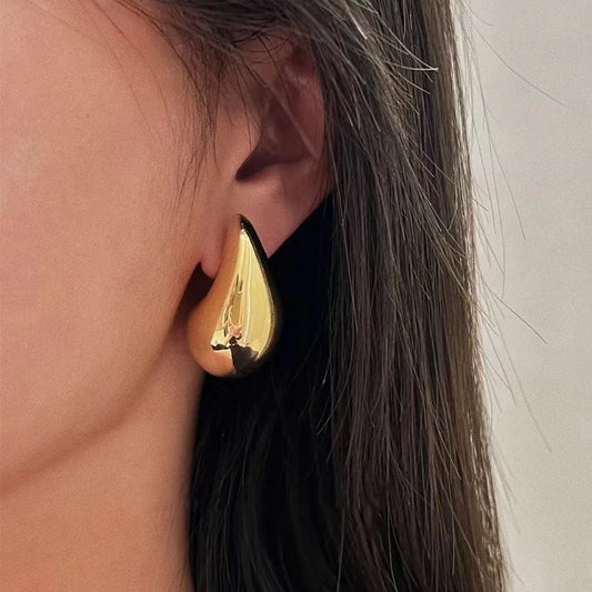 Gold Plated Teardrop Hoop Earrings – Lightweight & Trendy Jewelry