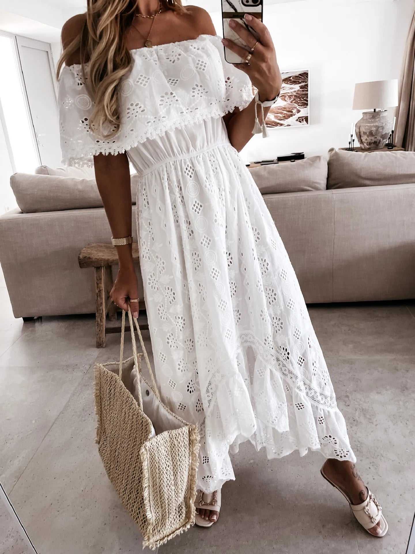 White Boho Chic Maxi Dress