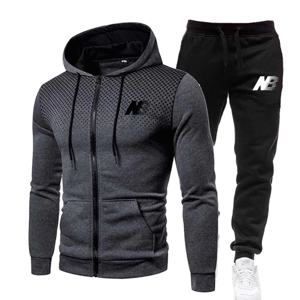 Men'S Sports Suits Fashion Zipper Jackets Pants Sets Spring Autumn Fleece Hoodies Sweatpants Outdoor Fitness Workout Sportswear