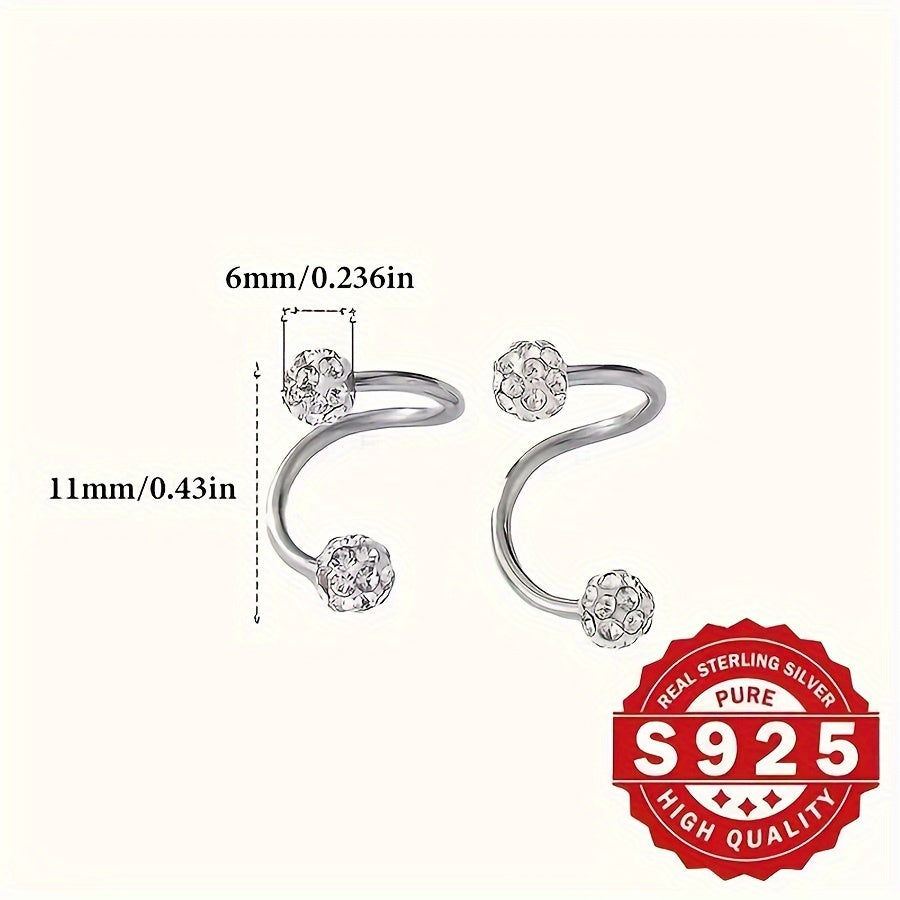 Luxurious 925 Sterling Silver Sparkle Ball Stud Earrings Hypoallergenic Screw-On Posts glitter Style Perfect for Party Occasions