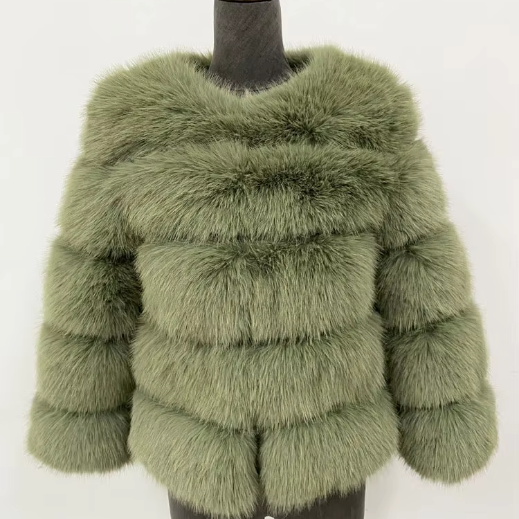 Elegant Faux Fur Mink Coat – Fluffy Black Jacket, Warm & Stylish