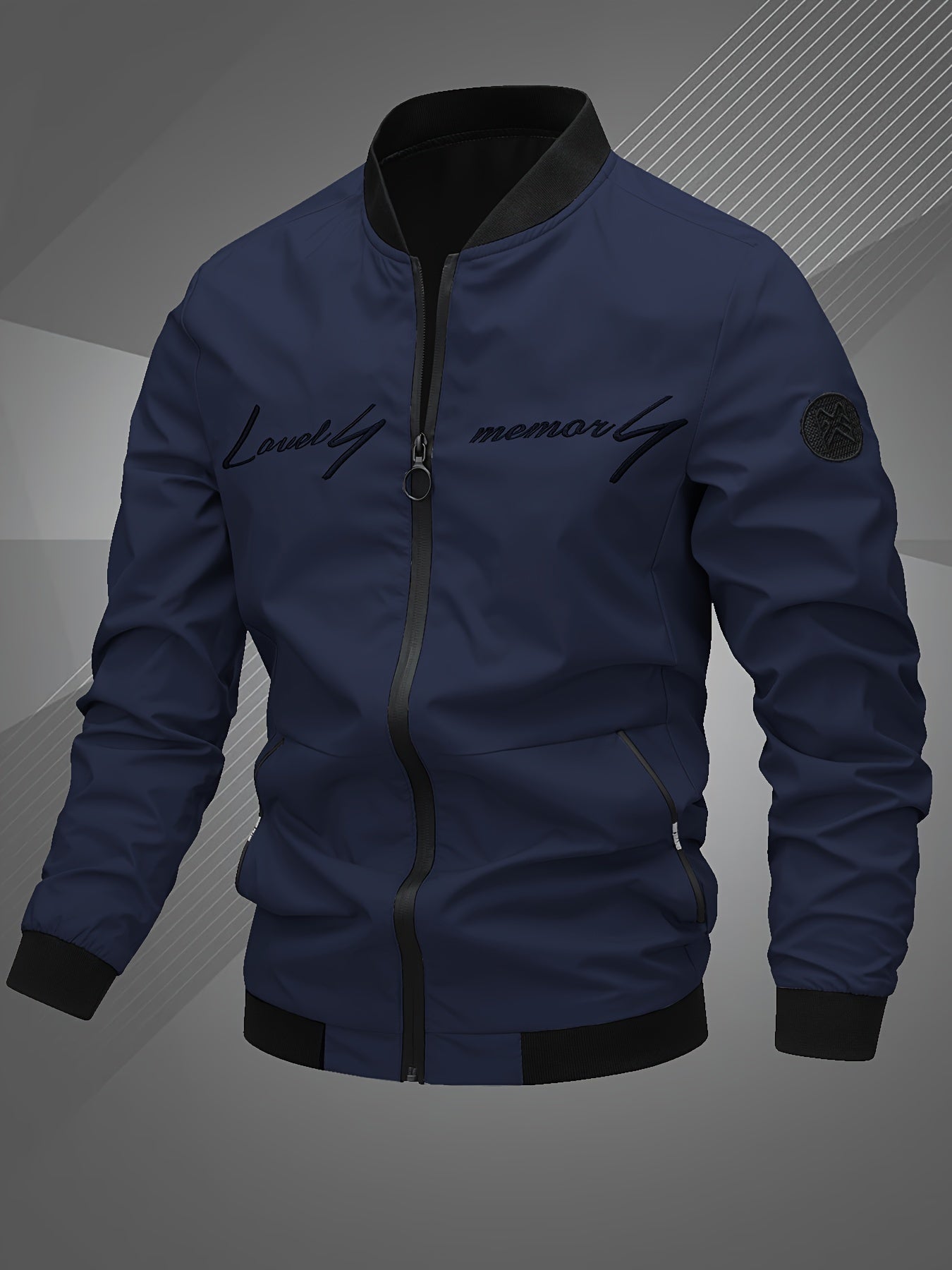 Men's Letter Embroidered Bomber Jacket - Casual & Trendy Bestseller