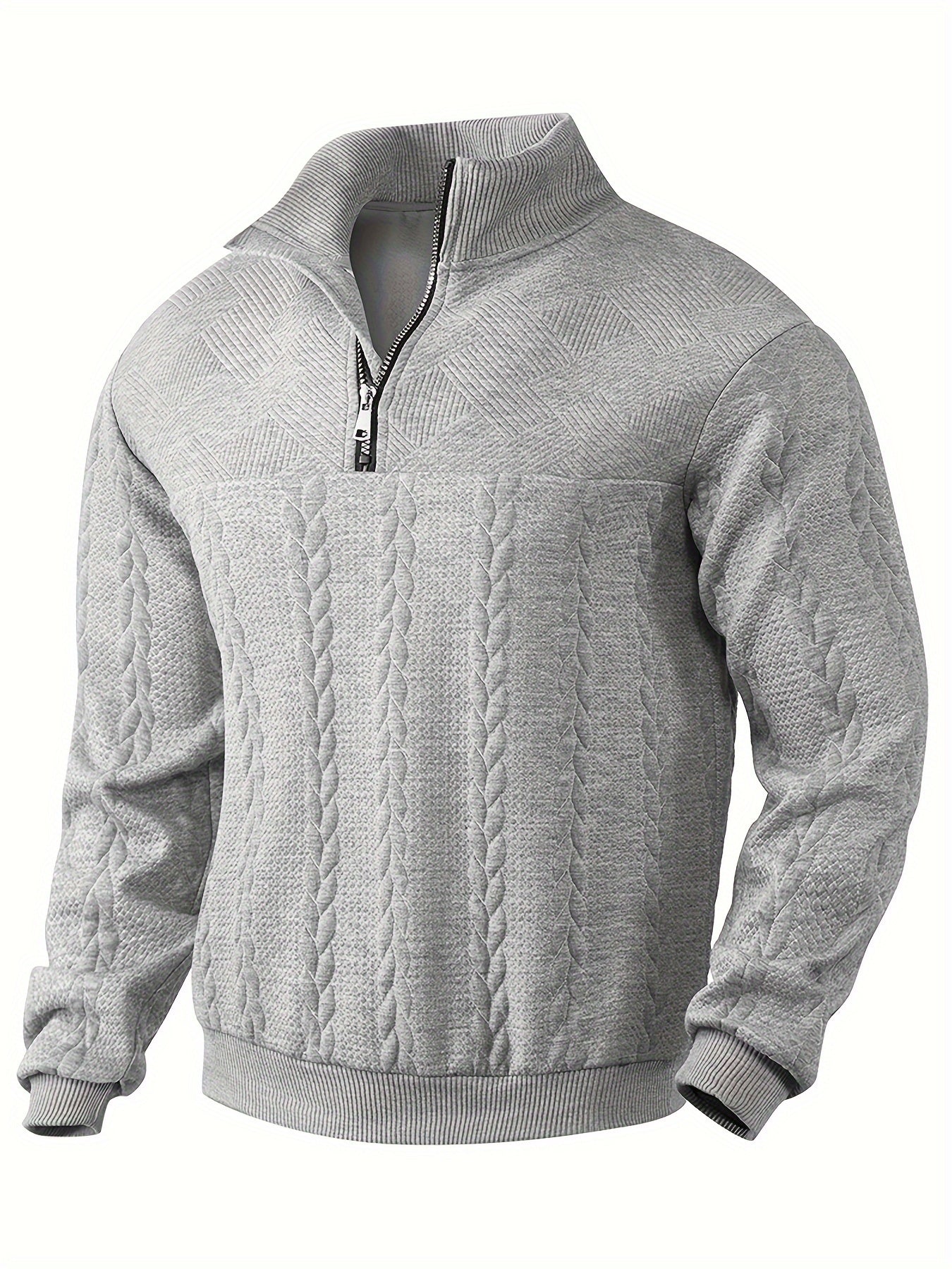 Men's Striped Zip-Up Collared Sweatshirt