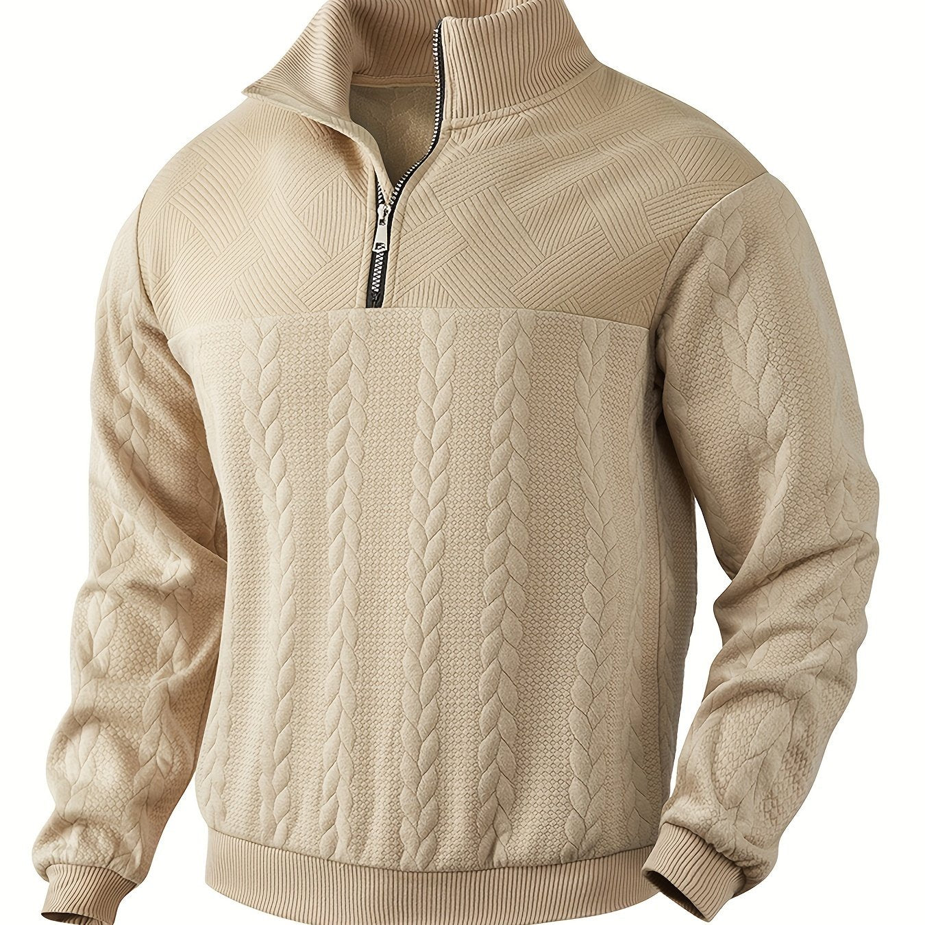 Men's Striped Zip-Up Collared Sweatshirt