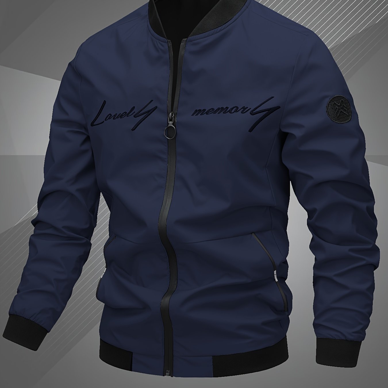 Men's Letter Embroidered Bomber Jacket - Casual & Trendy Bestseller