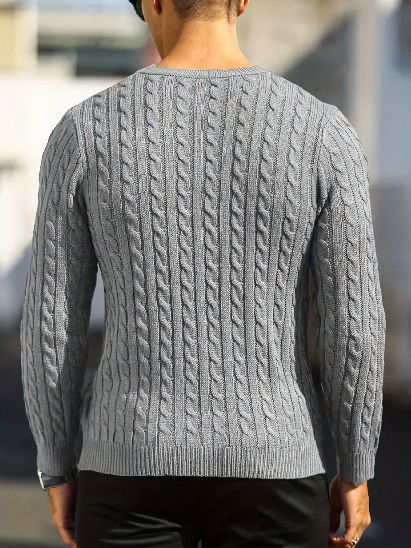 Men's Viscose Crew Neck Cable Knit Sweater