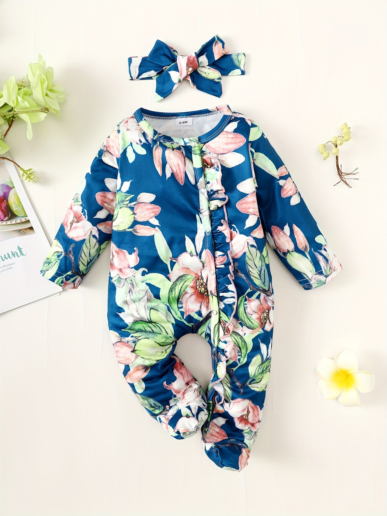 Infant Floral Long Sleeve Romper - Cute Outdoor Outfit