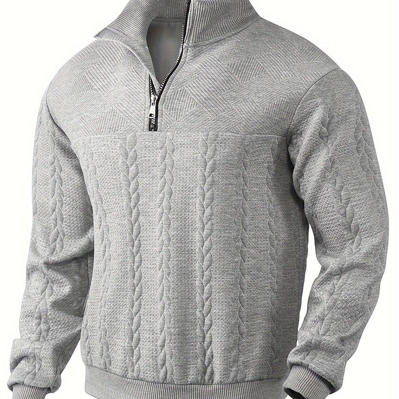 Men's Striped Zip-Up Collared Sweatshirt