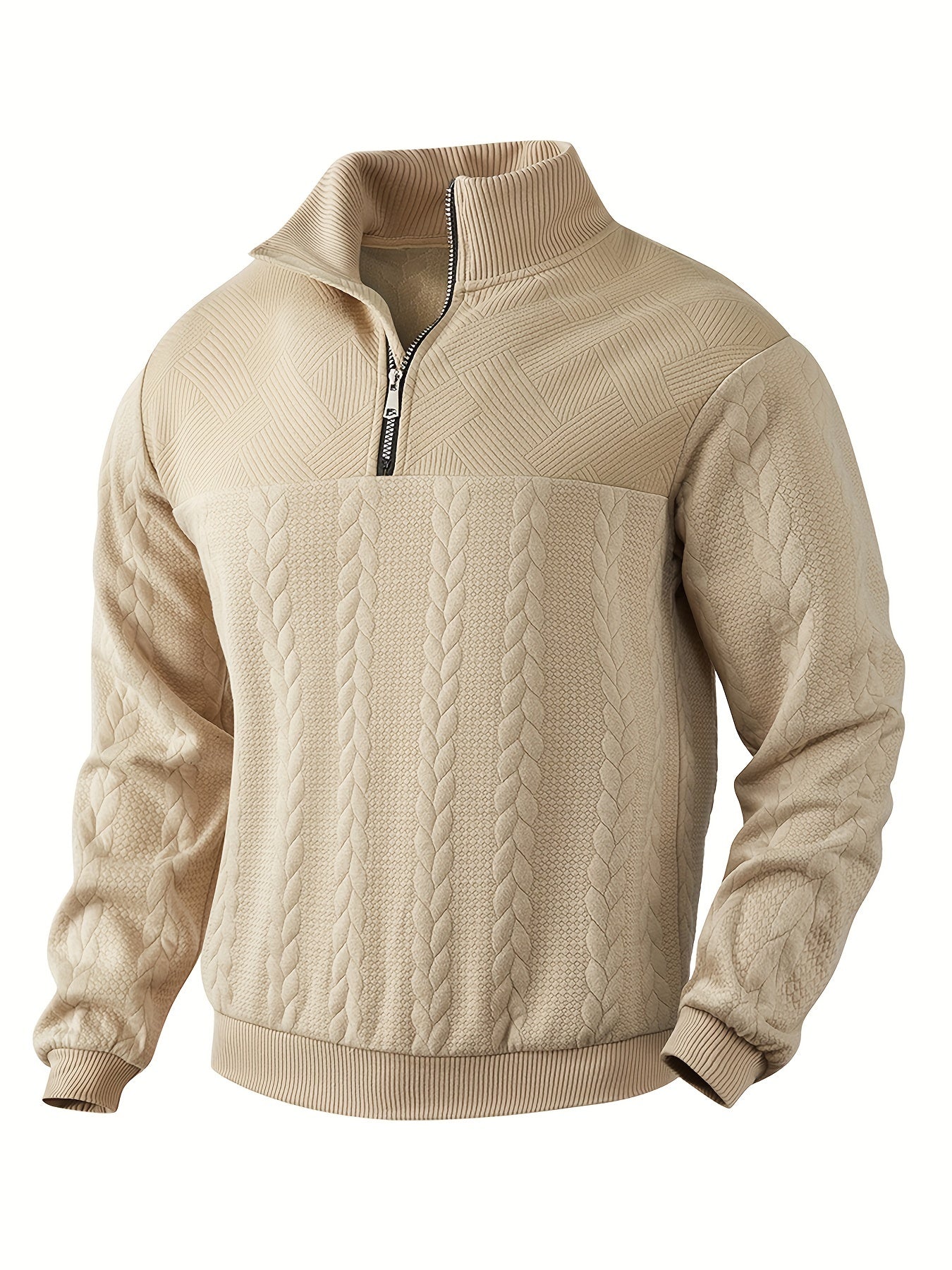 Men's Striped Zip-Up Collared Sweatshirt