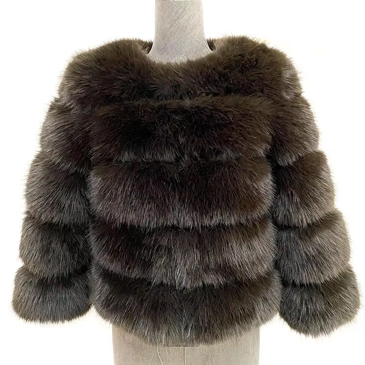 Elegant Faux Fur Mink Coat – Fluffy Black Jacket, Warm & Stylish