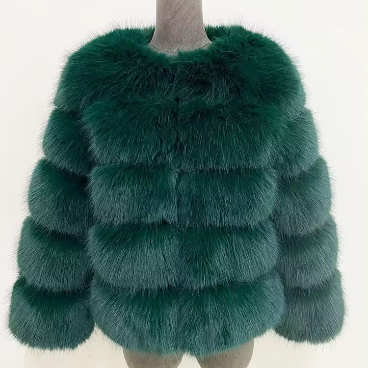 Elegant Faux Fur Mink Coat – Fluffy Black Jacket, Warm & Stylish